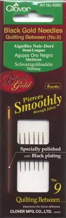 Clover Black Gold Between / Quilting Needle Size 9 6ct 4960CV