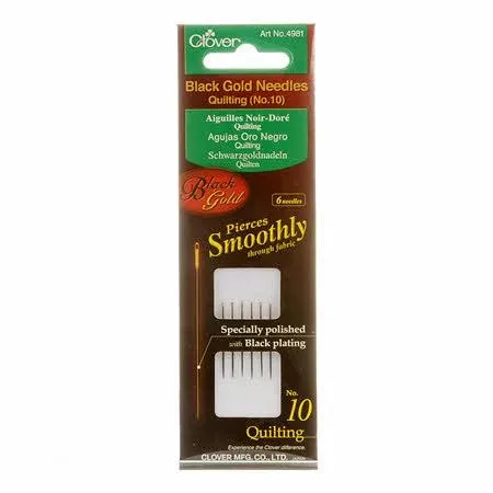 Clover Black Gold Quilting Needles Size 10 - 4981CV