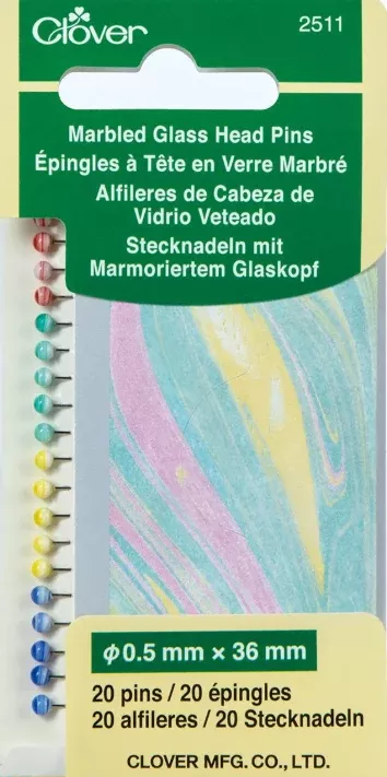 Clover - Marbled Glass Head Pins 2511 - Pkg of 20