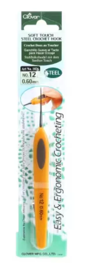 Clover Soft Touch Steel Crochet Hook Size 12