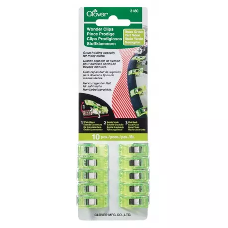 Clover - Wonder Clips Neon Green 10ct