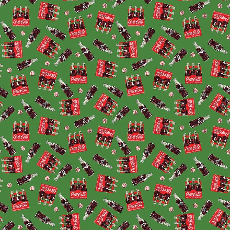 Coca-Cola Christmas Tossed Crate Green – Remnant 37″ × 44″