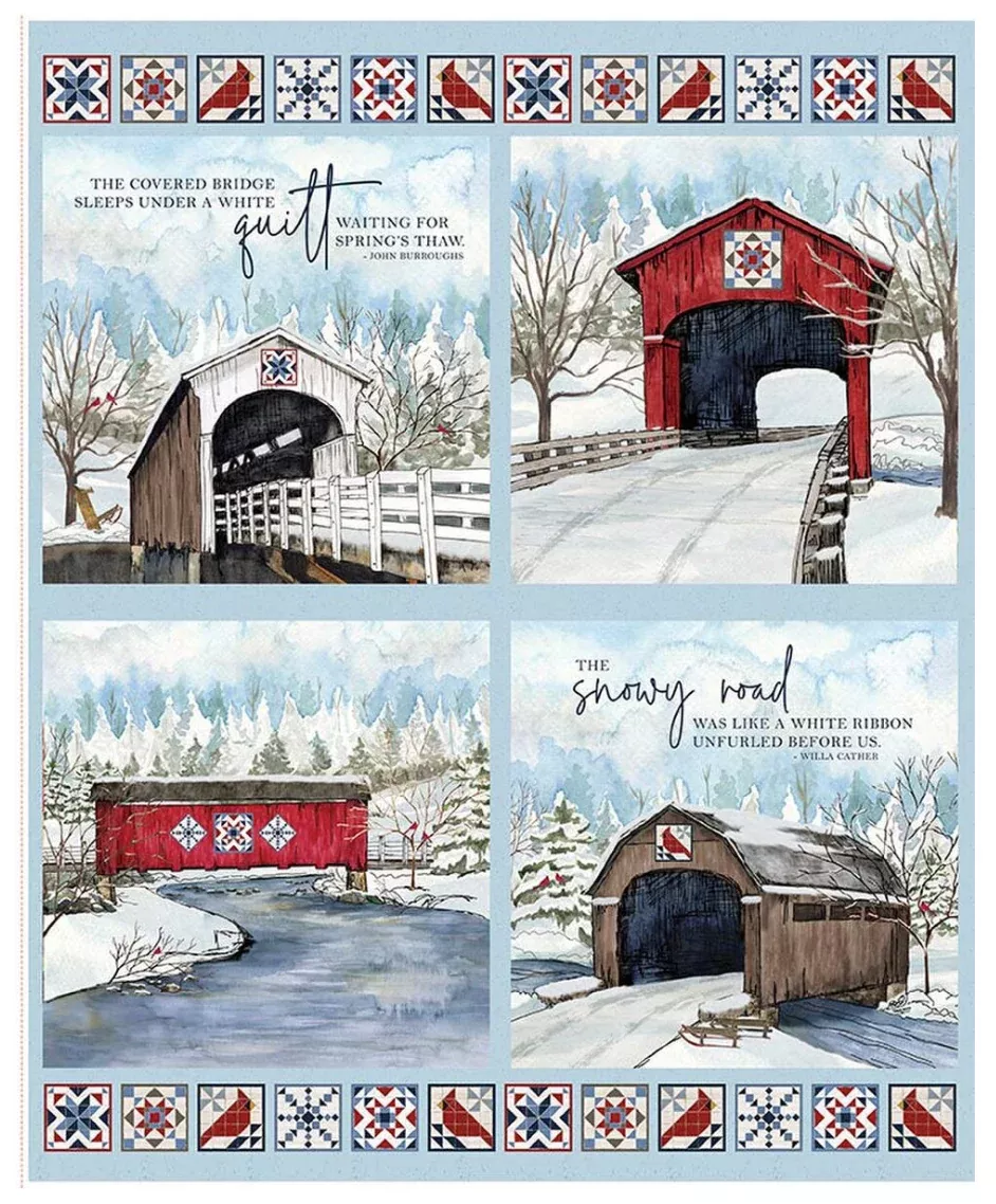 Covered Bridges in Winter-Pillow Panel
