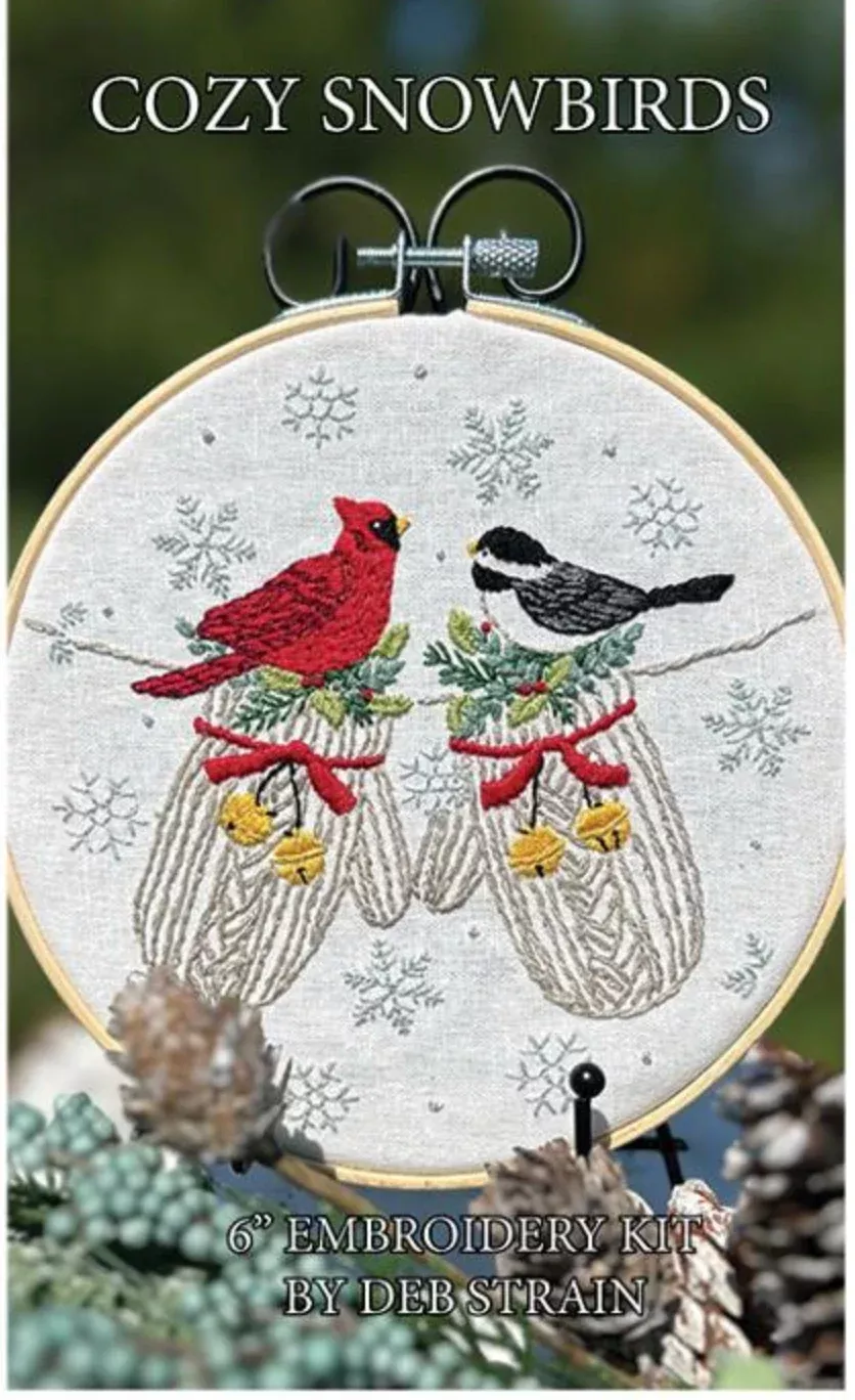 Cozy Snowbirds 6" Embroidery kit