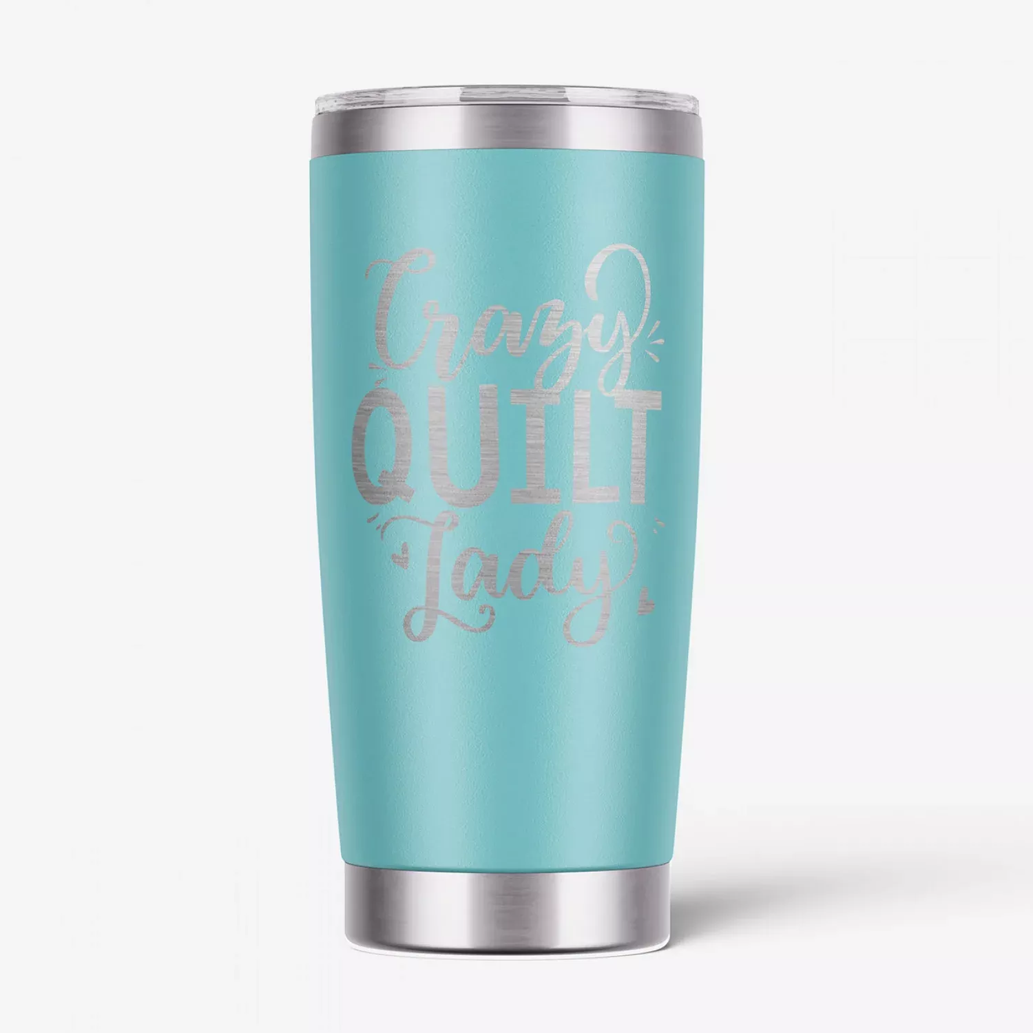 Crazy Quilt Lady Tumbler Aqua