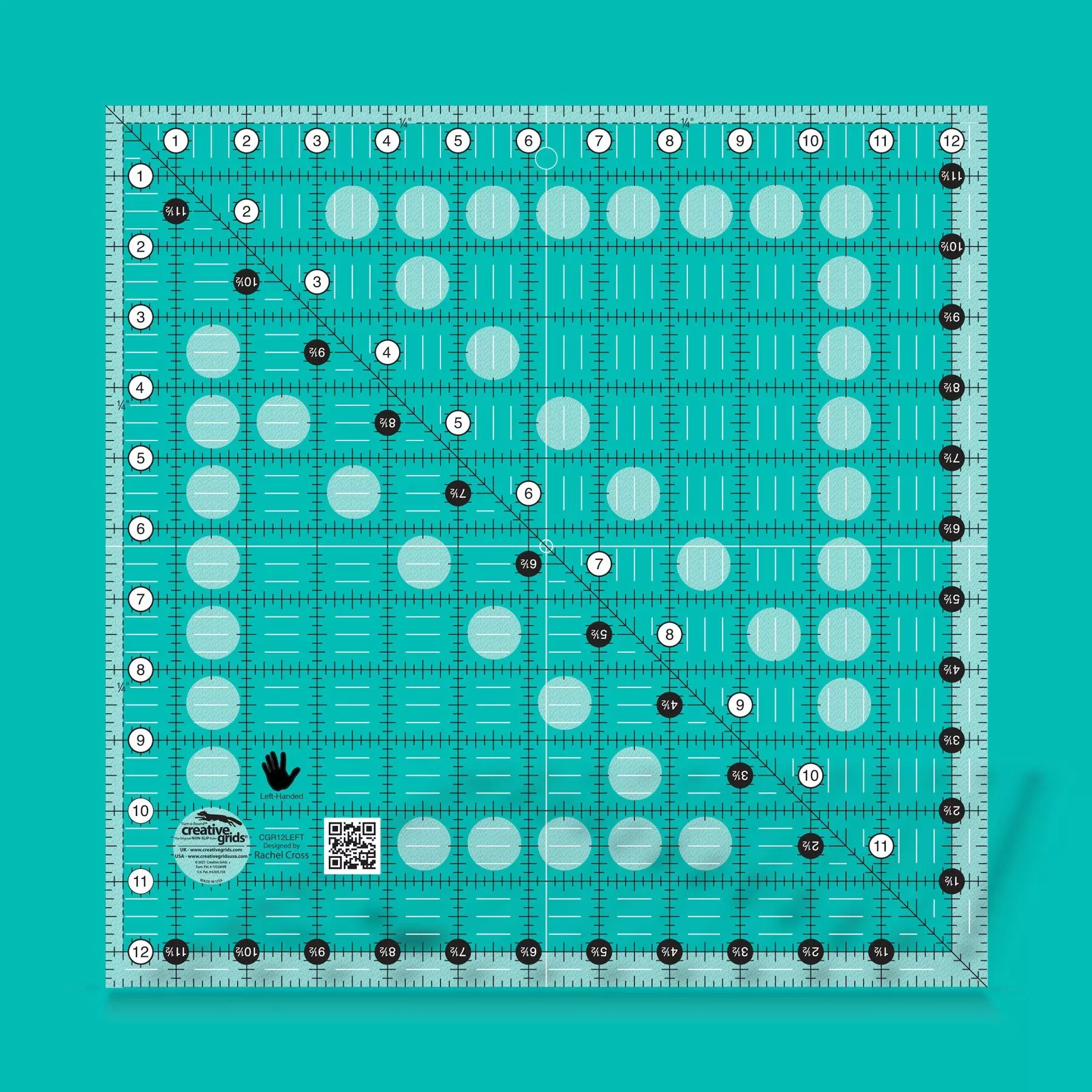 Creative Grids - 12 1/2 x 12 1/2 Left Handed Ruler CGR12LEFT
