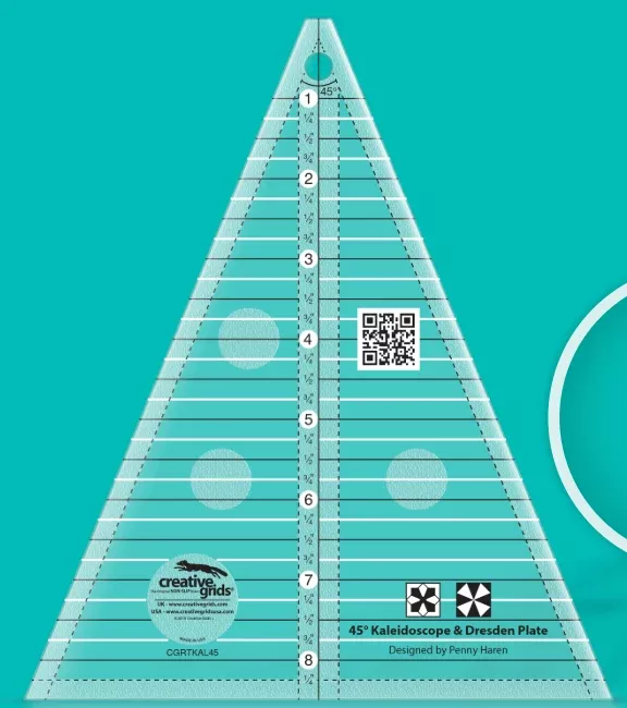 Creative Grids - 45 Degree Kaleidoscopre & Dresden Plate Ruler CGRTKAL45