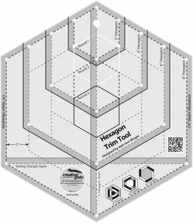 Creative Grids Hexagon Trim Tool Quilt Ruler CGRJAW4