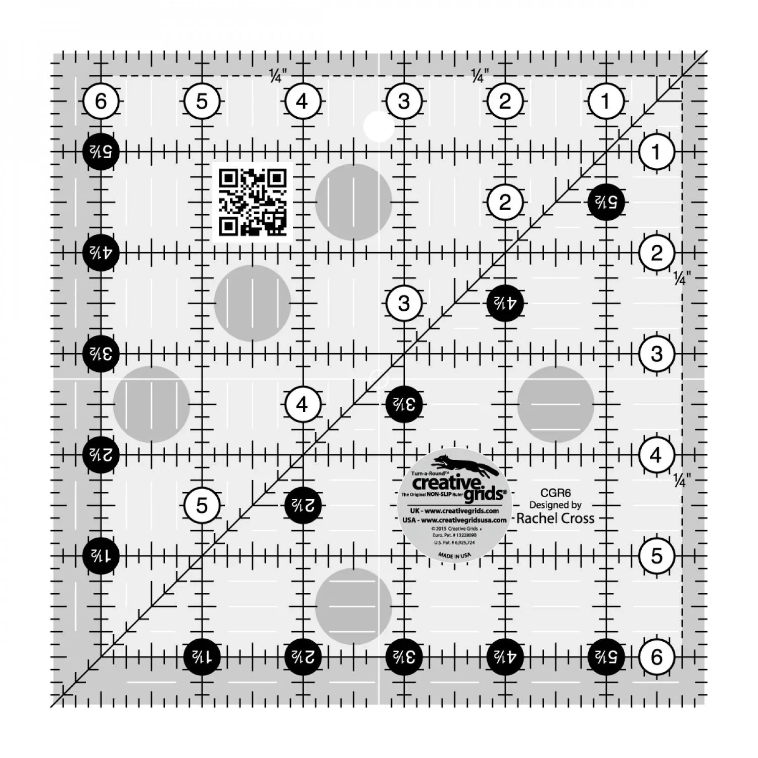 Creative Grids Non Slip Ruler 6.5" Square - CGR6