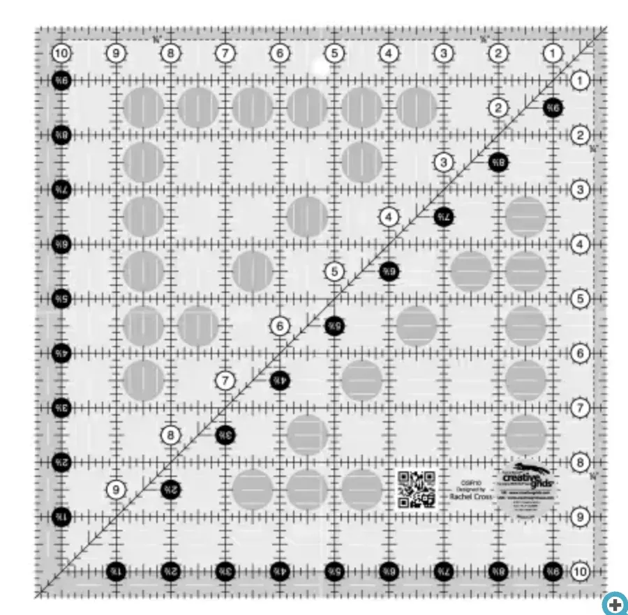 Creative Grids Quilt Ruler 10-1/2in x 10-1/2in Square