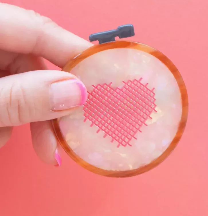 Cross Stitch Embroidery Hoop French Barrette Hair Clip