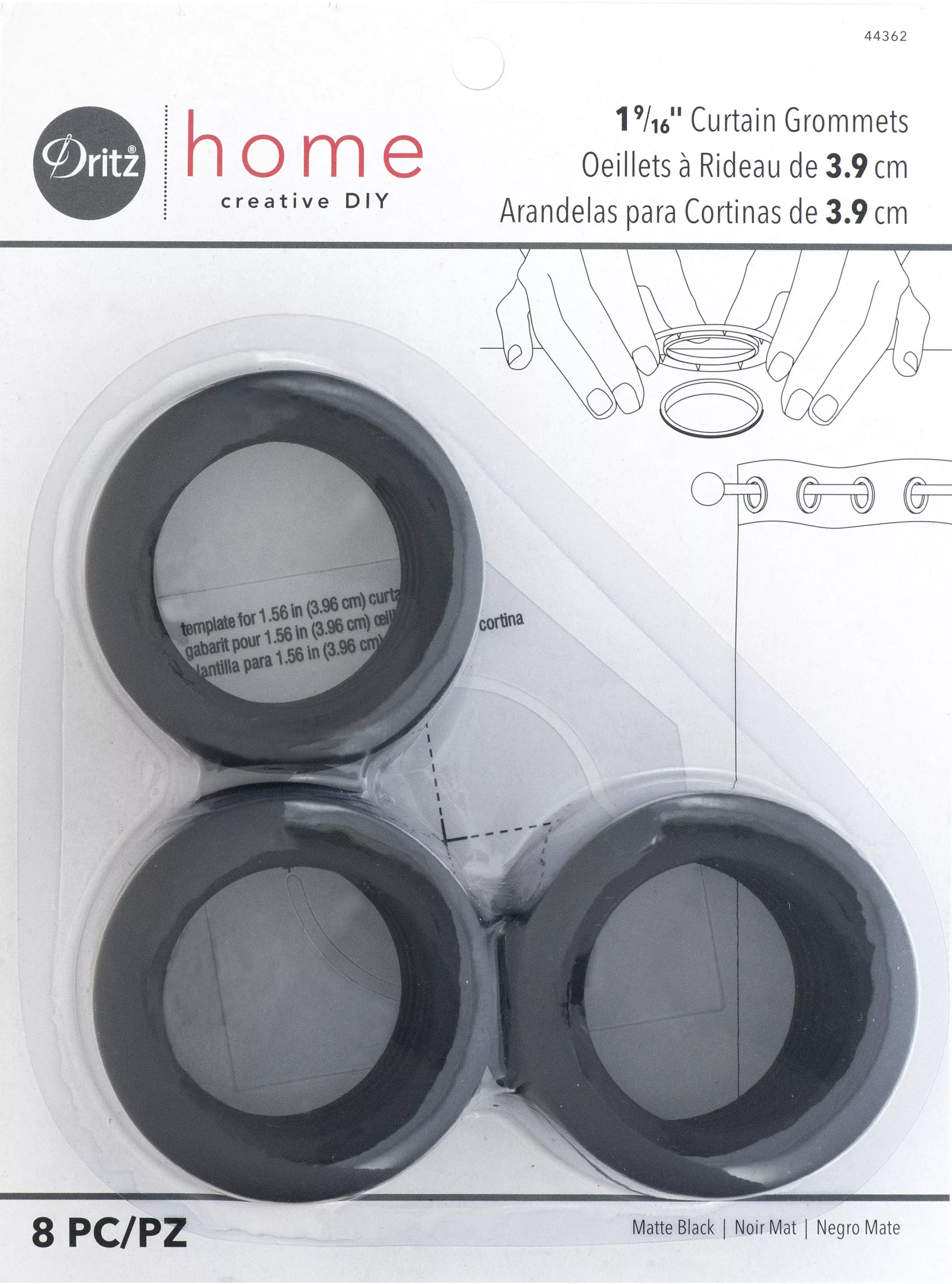 Curtain Grommets Black 1-9/16"