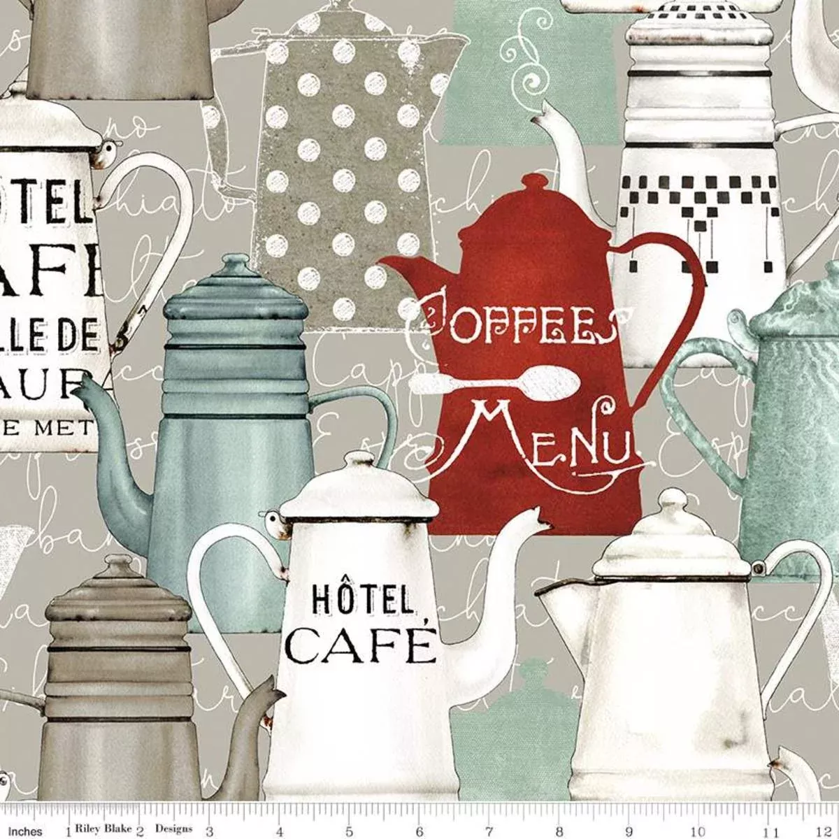 CWH Riley Blake Coffee Chalk Pots CD11033-TAUPE - Cotton Fabric