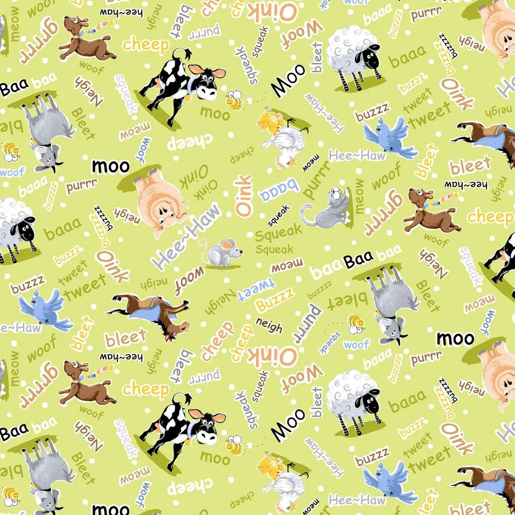 CWRK Barnyard Blues Noises - SB20415-815 Lime - Cotton Fabric