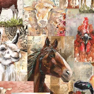 CWRK Farm Life Digital Collage - Y3938-55 Multi Color - Cotton Fabric