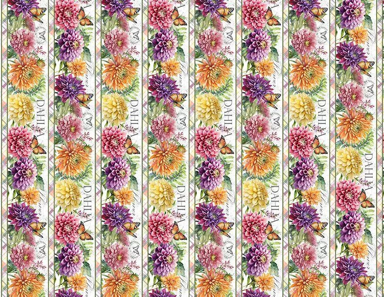 Dahlia Bontanica - Wilmington - Border Print 1665-33922-157