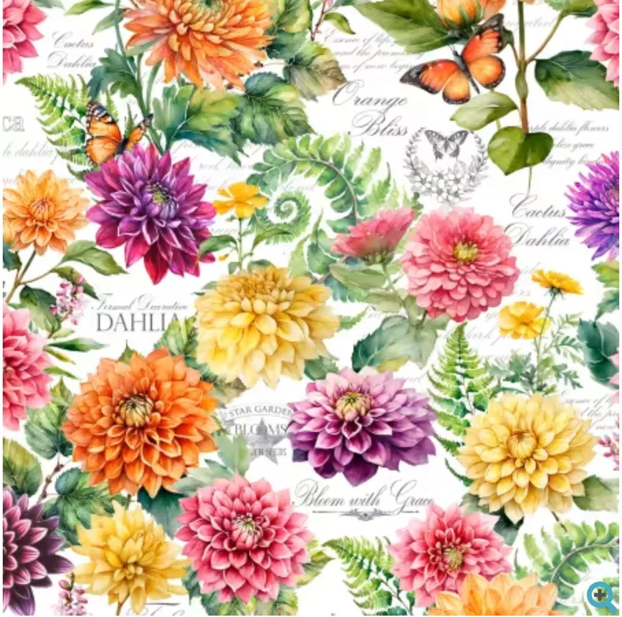 Dahlia Botanica-Packed Floral Orange Yellow