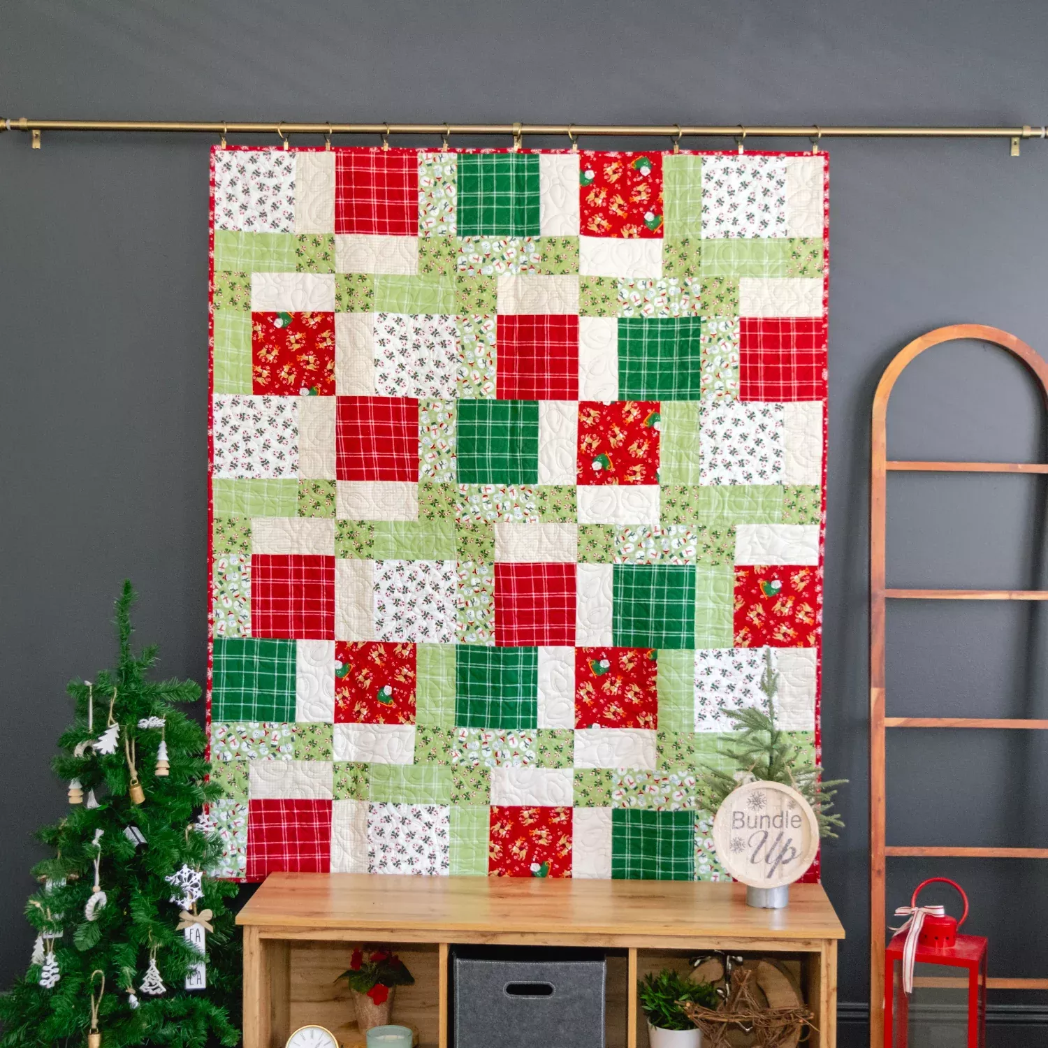 Disappearing 9-Patch Flannel Fabric Kit - The North Pole