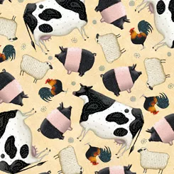 Down on the Farm : Tossed Farm Animals Cream - #1649-27858-E - Tim Bowers