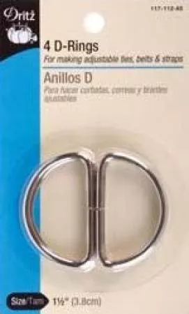 Dritz - 117-112-65 D-Rings Nickel 1 1/2in 4ct
