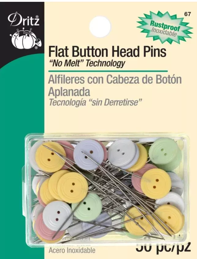 Dritz - Flat Button Head Pins 2 7/8" Pkg of 50