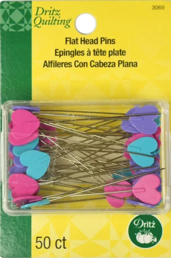 Dritz - Flat Head Heart Pins 2" Pkg of 50