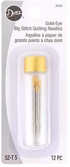 Dritz - Gold-Eye Big Stitch Quilting Needles - Size 5 - Pkg of 12