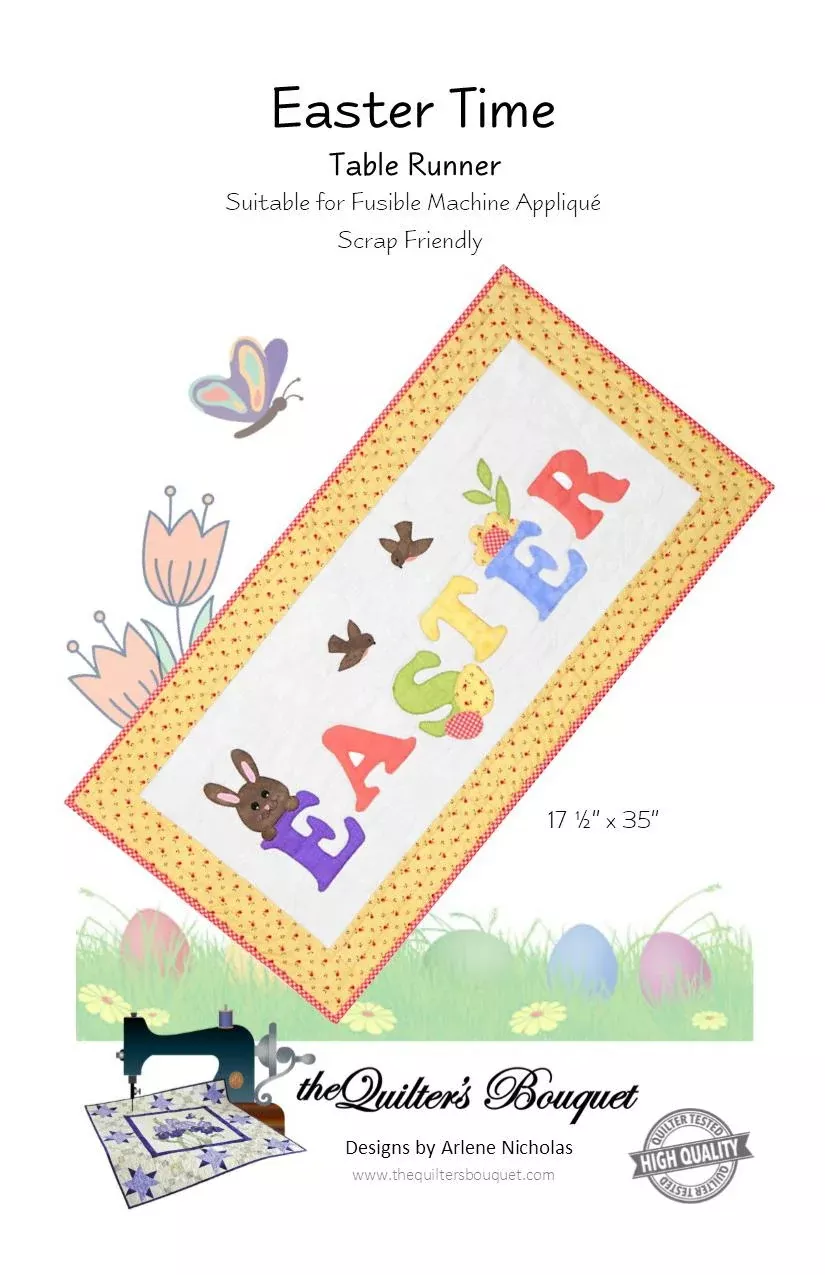 Easter Time Table Runner PATTERN - 17.5" X 35"by Quilter's Bouquet