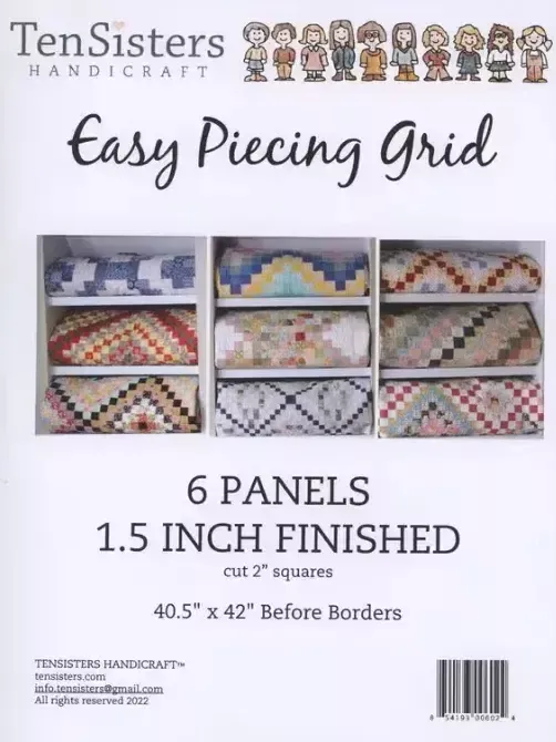 Easy Piecing Grid - 1.5 Inch Finished Pre-cut Package with Directions (6 Panel) - Ten Sisters