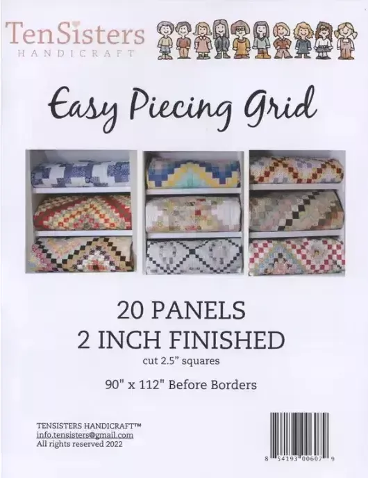 Easy Piecing Grid - 2 Inch Finished Pre-cut Package with Directions (20 Panel) - Ten Sisters