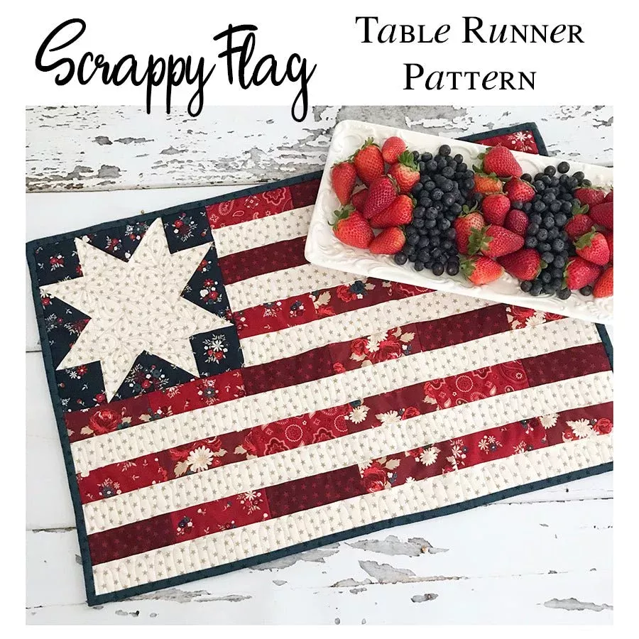 Easy Scrappy Flag Table Runner Pattern from Fort Worth Fabric Studio