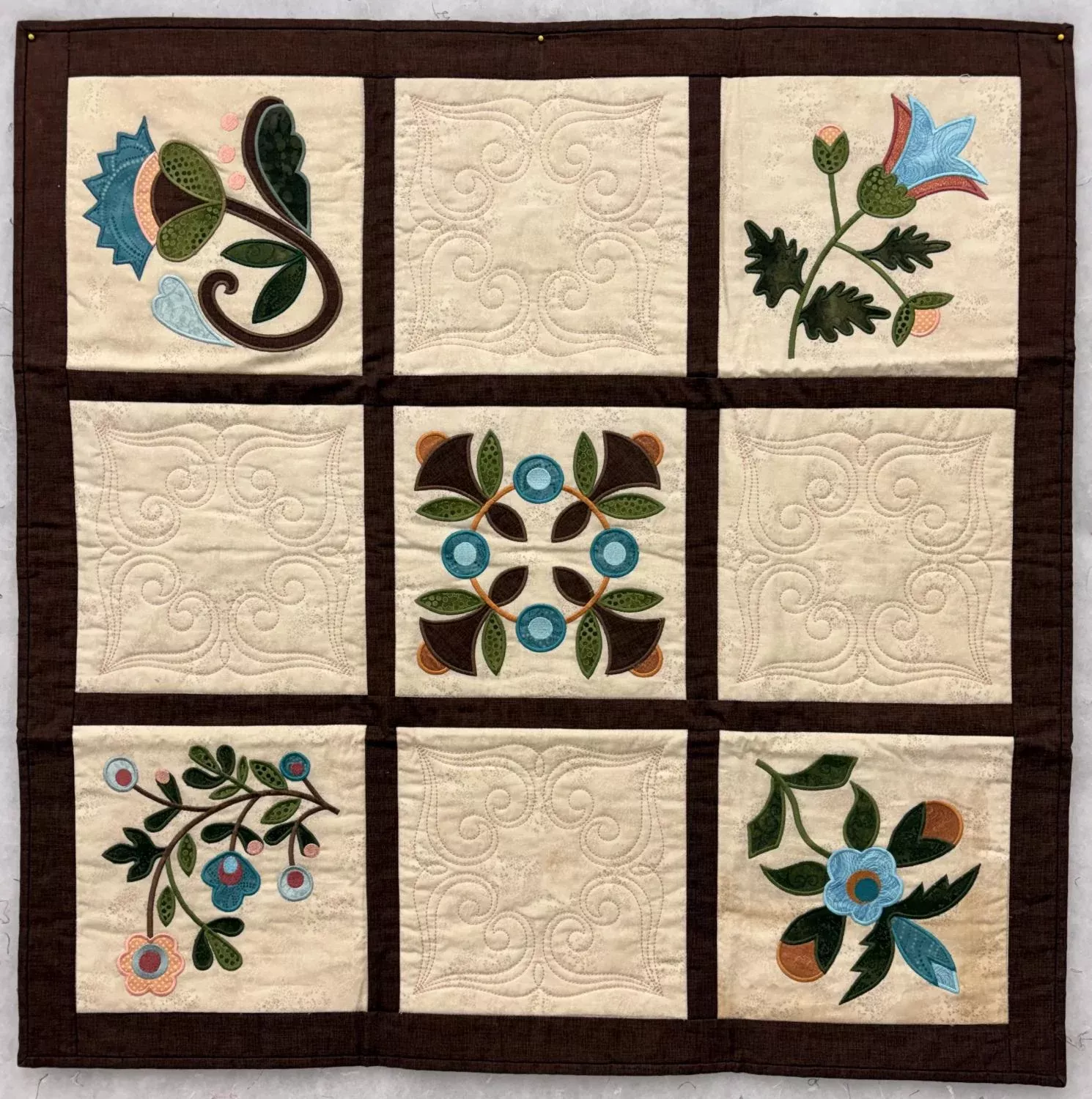 Elegance Embroidery - SAMPLE - FINISHED - Quilted & Bound - 31.5" x 31.5"