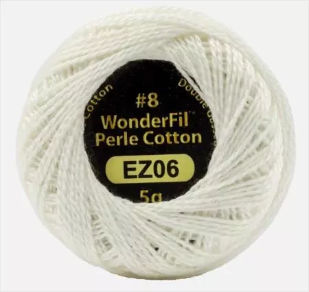 Eleganza Solid #8 Pearl Cotton 5gm - First Snow - EZ06