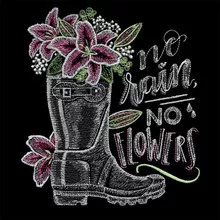 Embroidered Garden Flag: No Rain No Flowers