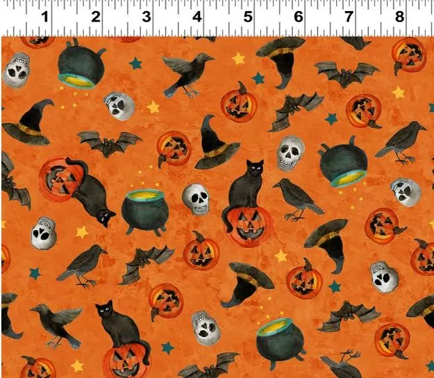 Emerald Hollow by Clothworks - Halloween Toss Y4829-36 Orange