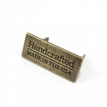 Emmaline Metal Bag Label"Handcrafted - Made in the USA" EBLBL-3AB +