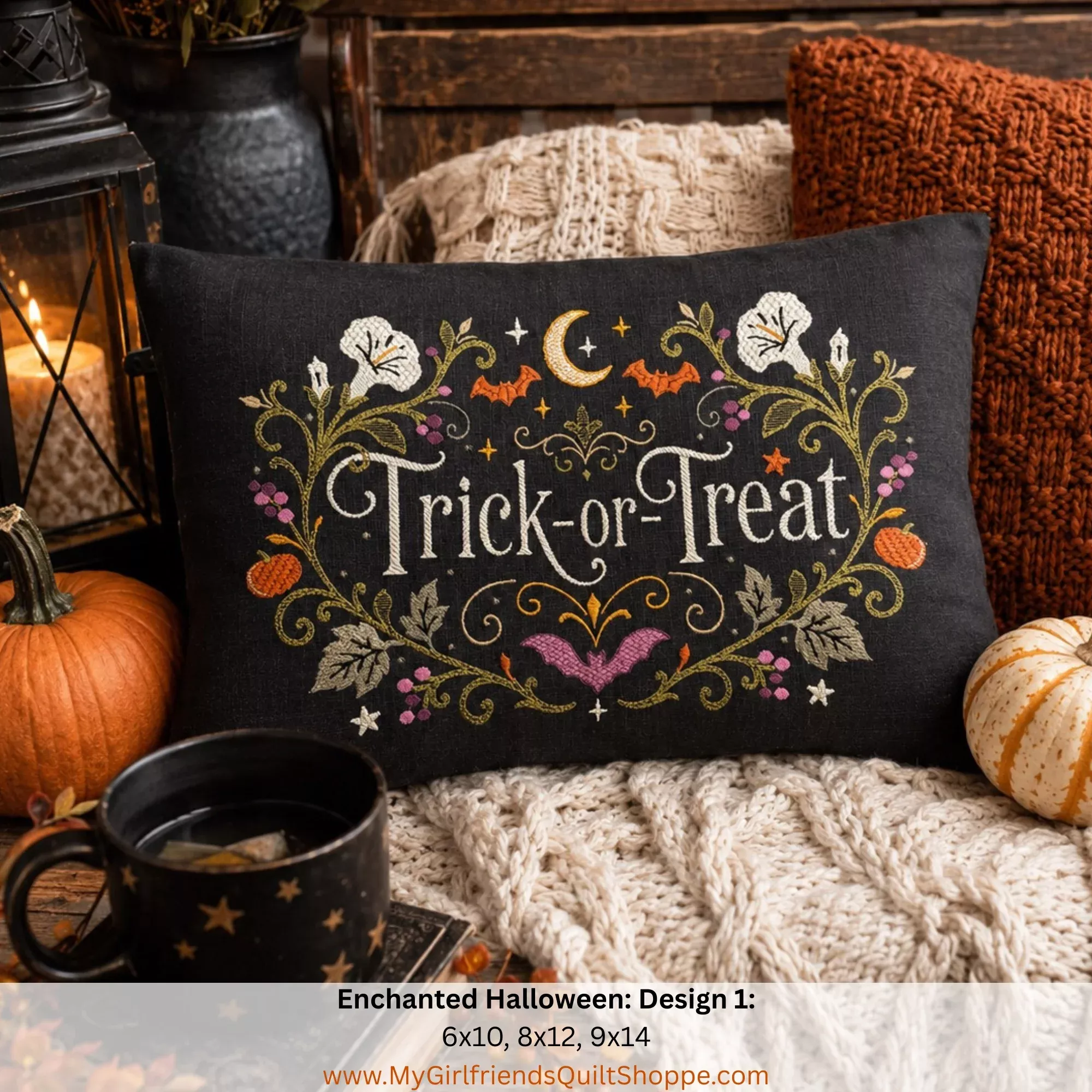 Enchanted Halloween: Design 1 (Downloadable Machine Embroidery Design)