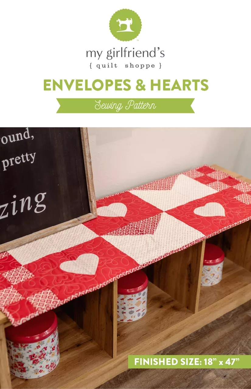 Envelopes and Hearts Table Runner (Downloadable Sewing Pattern)