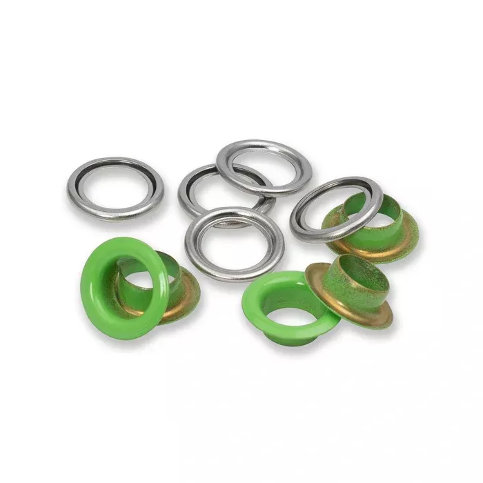 Eyelets with washers 11 mm lightgreen20pc