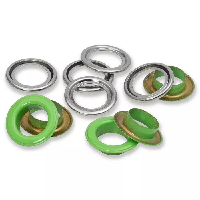 Eyelets with washers 14 mm light green 15pc