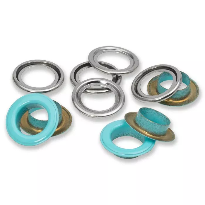 Eyelets with washers 14 mm mint 15pc