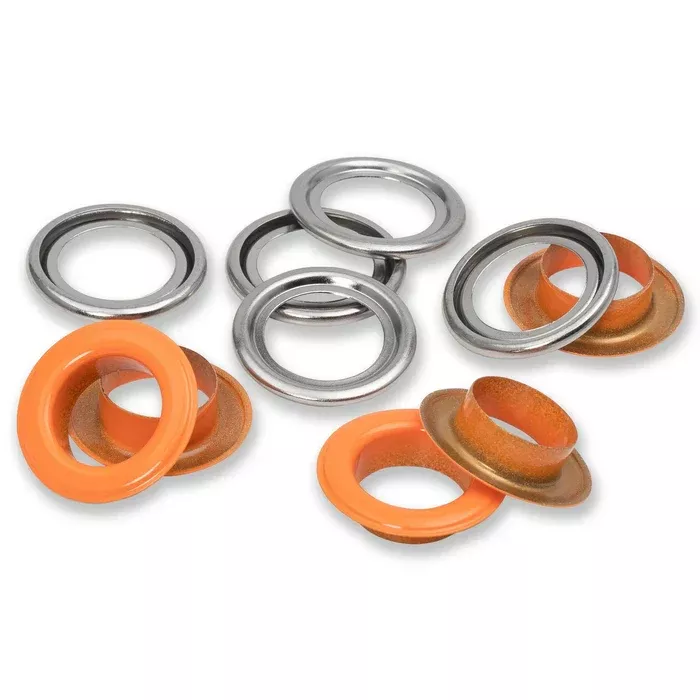 Eyelets with washers 14 mm orange 15pc