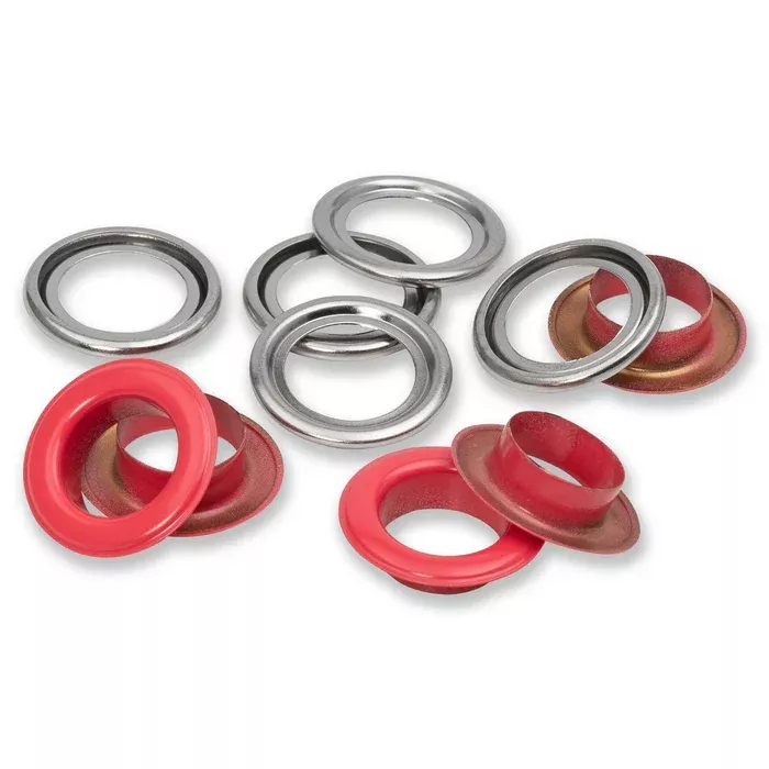 Eyelets with washers 14 mm red 15pc