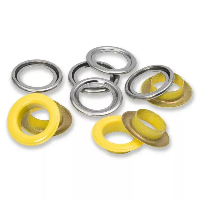 Eyelets with washers 14 mm yellow 15pc