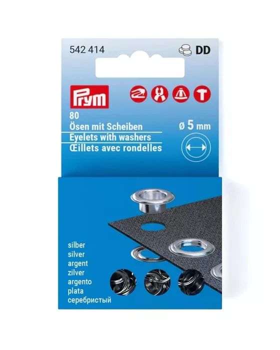 Eyelets with washers 5 mm refill silver 80pc