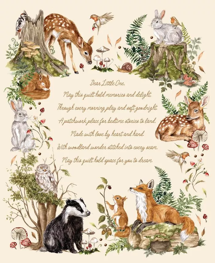 Fable and Fern : Quilt Cuddle Fable Fern 36" Panel Cloud - #40068-11QC - Watercolour Heart