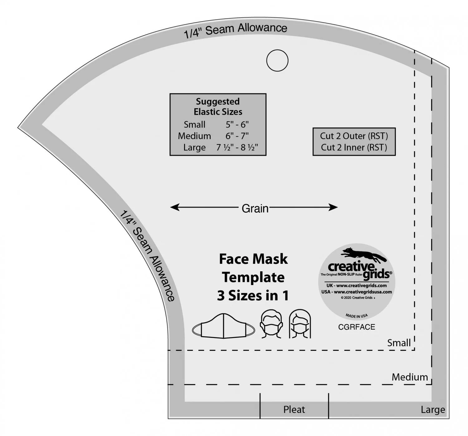 Face Mask Template (3 Sizes in 1) by Creative Grids