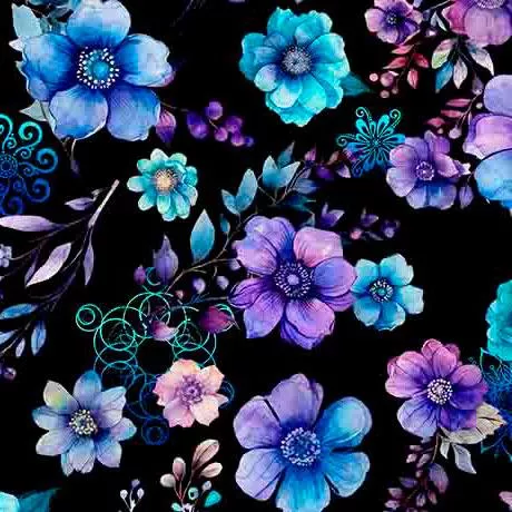 Fantasia by QT Fabrics - Floral Toss Black 30964-J