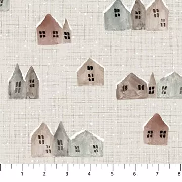 Figo Fabrics Winter Dreams Houses Taupe Fabric ONLINE PURCHASE ONLY
