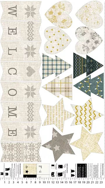 Figo Fabrics Winter Dreams Pennant Ornament Panel ONLINE PURCHASE ONLY